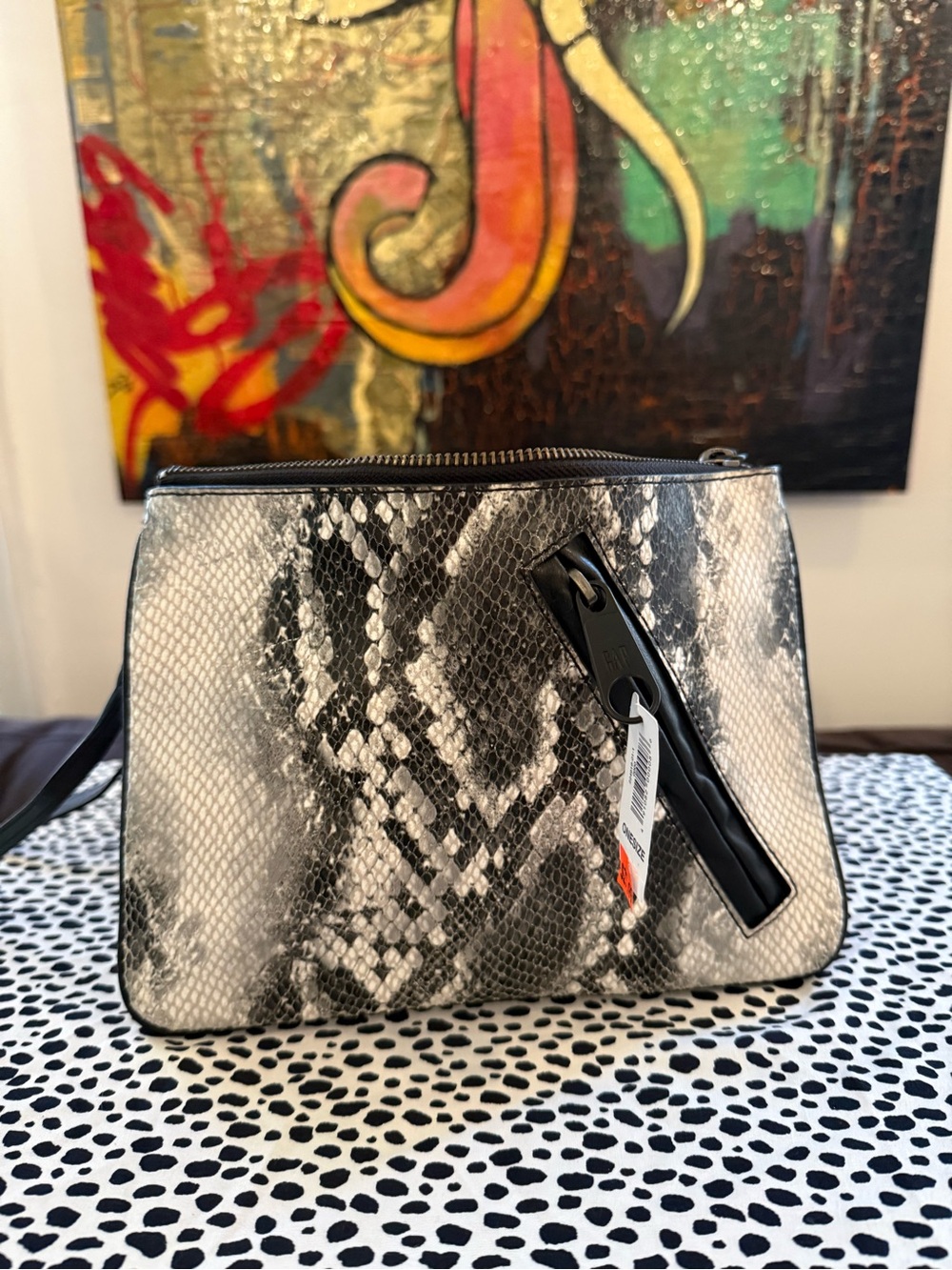 GAP Black & White Snake-Print Crossbody Bag